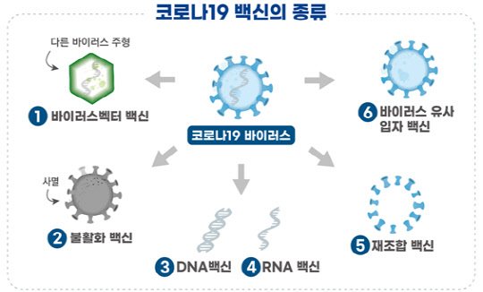 코로나19 백신의 종류. 자료: 식품의약품안전처